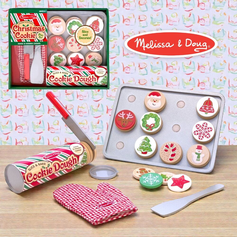 Melissa & Doug Wooden Slice & Bake Christmas Cookie Play Set (29 Pieces)